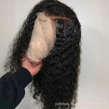 180 Density Brazilian Water Wave Wigs Transparent Wet And Wavy Lace Front Wigs Deep Curly Human Hair Wigs